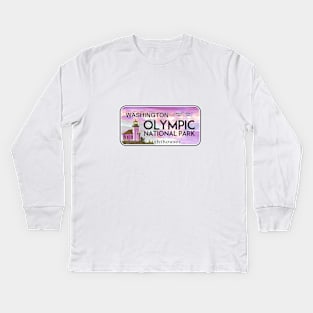 Olympic National Park Washington License Plate Lighthouses Kids Long Sleeve T-Shirt